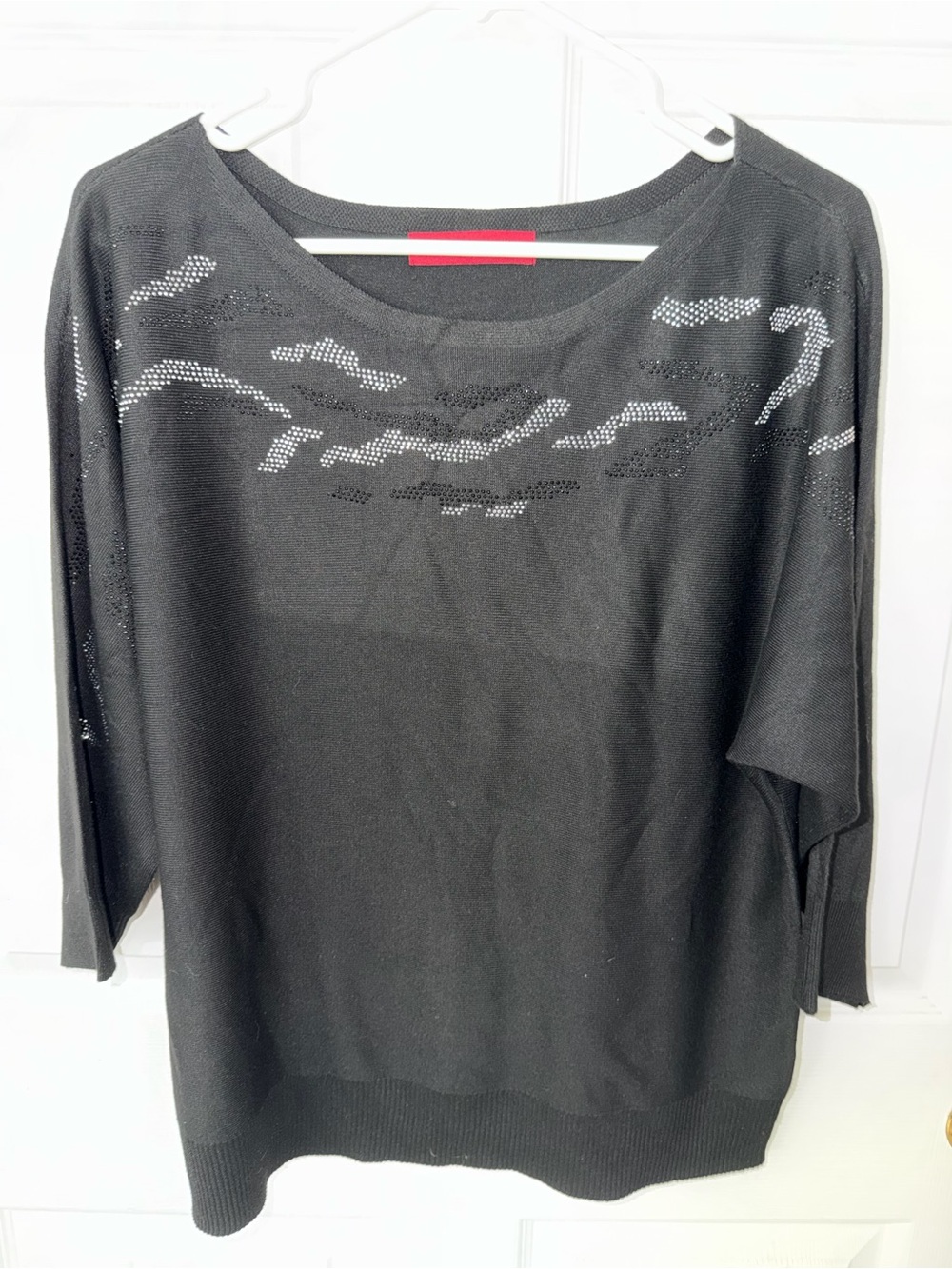 Black Lightweight Knit Women's Top sparkle detail by Love Scarlet Size L